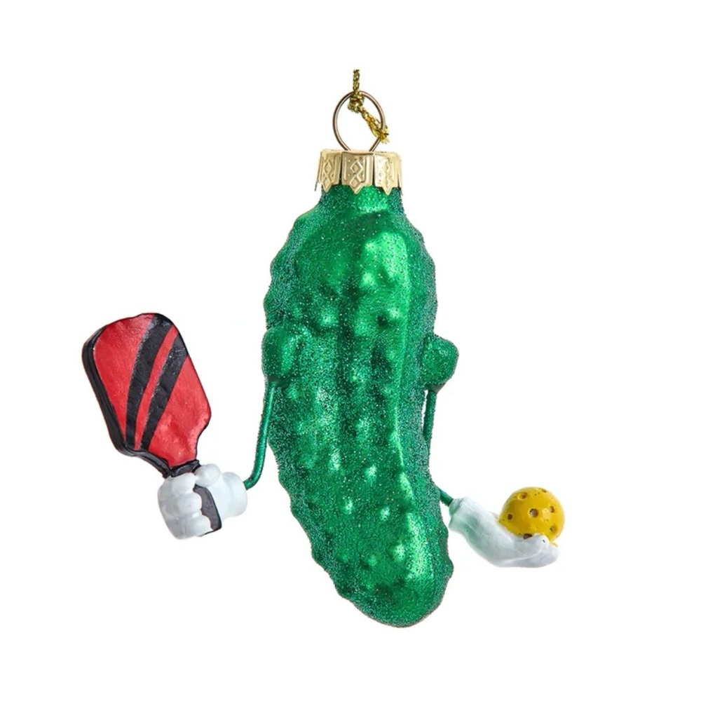 Glass pickleball ornament